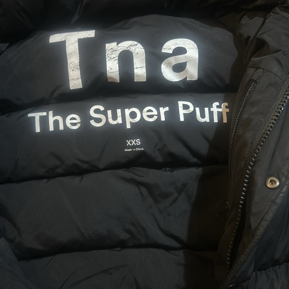 TNA Super Puff Olive Green Full Length Long Puffer Down Winter Jacket xxs - Picture 3 of 4